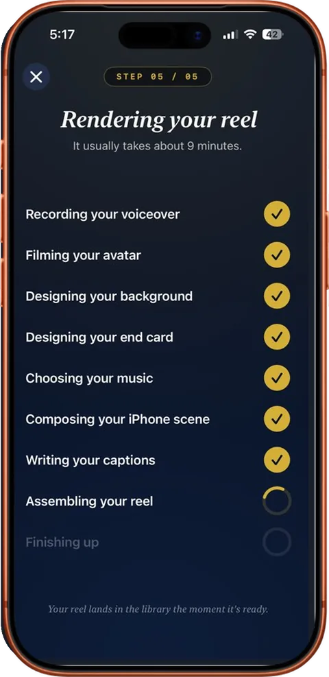Vidpop's render checklist working through the nine jobs